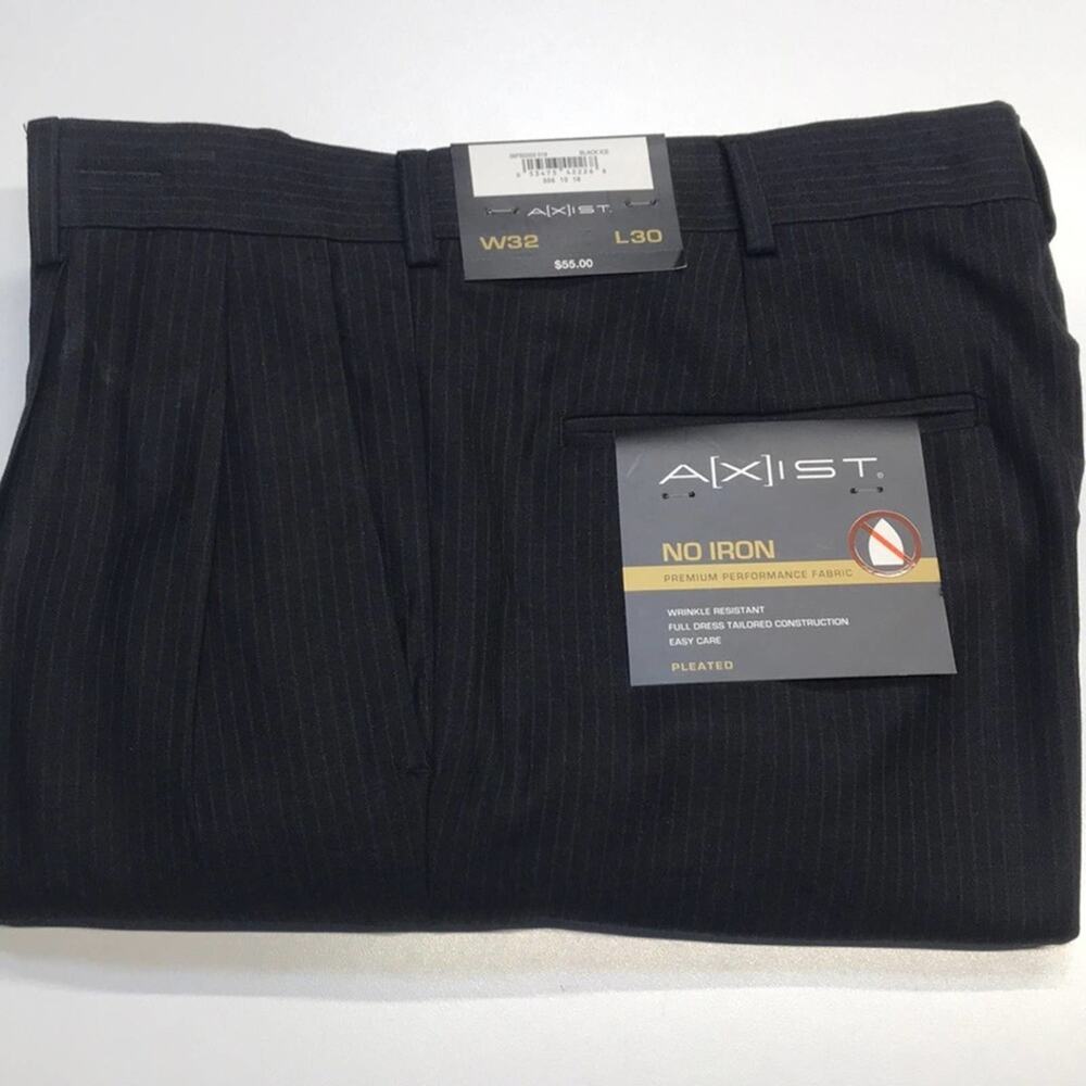 AXIST Men’s 32 x 30 Black Pinstriped Dress Pants